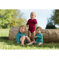 Baby Long-Sleeved Bodysuit with Press Studs, Striped